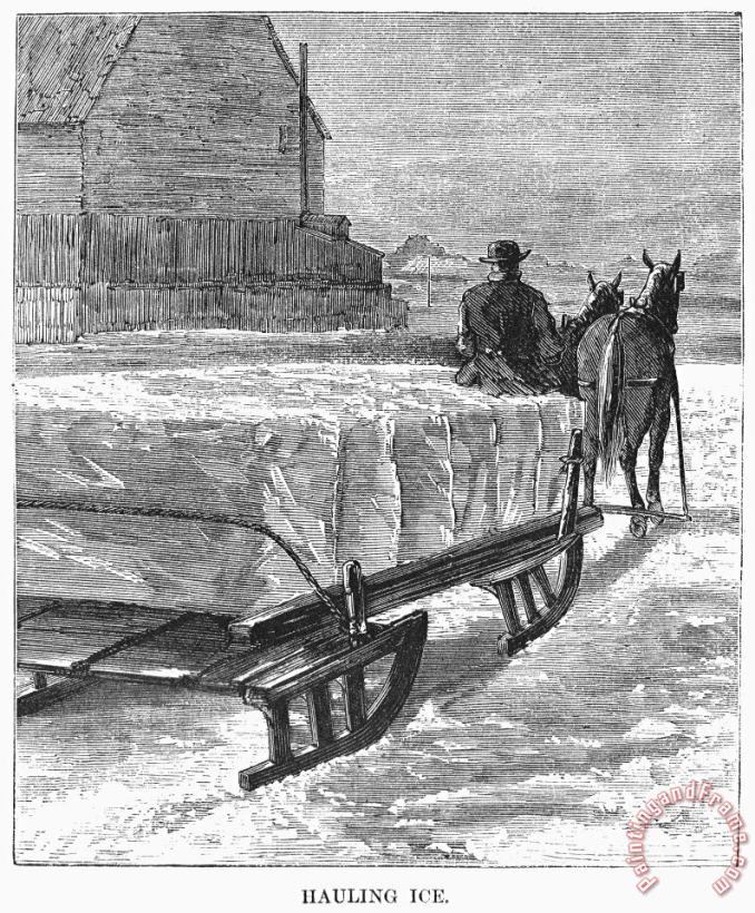 Others CUTTING ICE, c1870 Art Painting