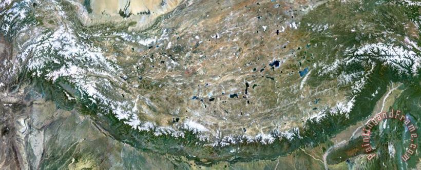 Himalaya Mountains Asia True Colour Satellite Image painting - Others Himalaya Mountains Asia True Colour Satellite Image Art Print