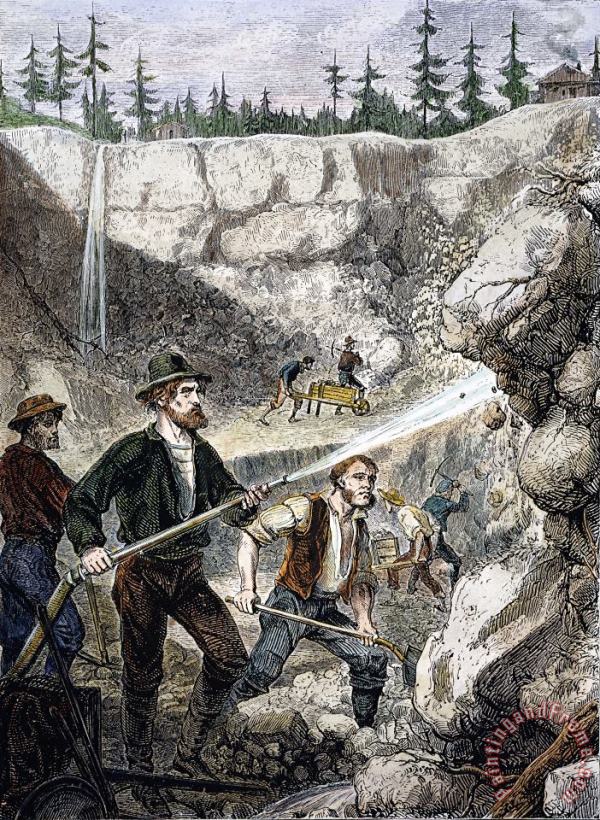 Others MINING IN CALIFORNIA, c1880 Art Painting
