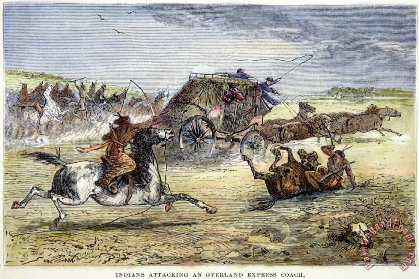 Others Native American Attack On Coach Art Print