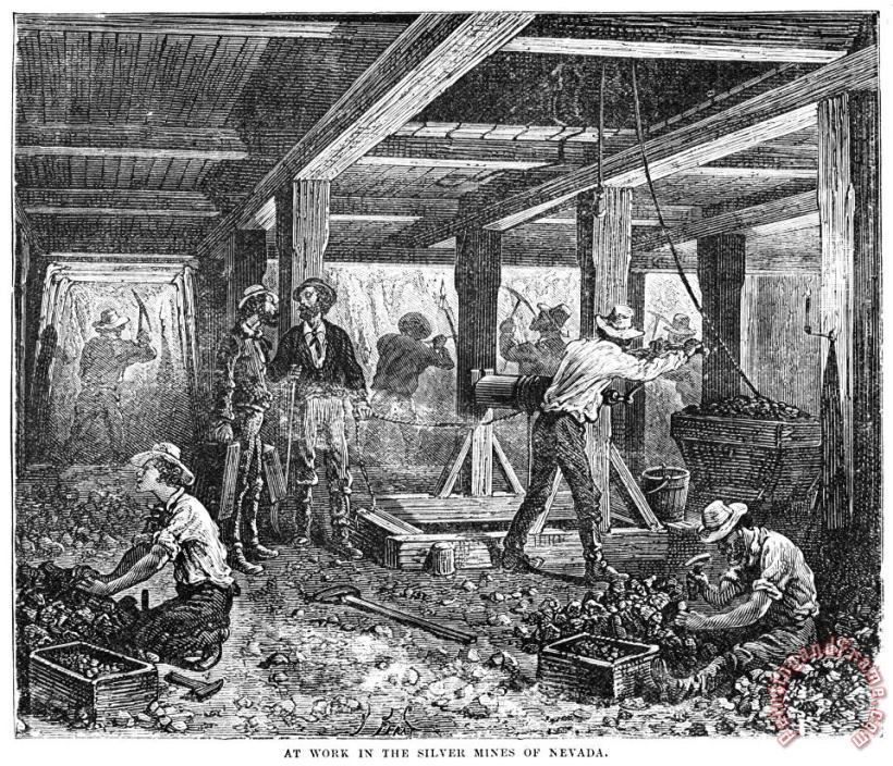 Others NEVADA SILVER MINE, c1880 Art Painting