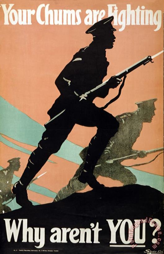 World War I 1914-1918 British Army Recruitment Poster 1917 Your Chums Are Fighting painting - Others World War I 1914-1918 British Army Recruitment Poster 1917 Your Chums Are Fighting Art Print