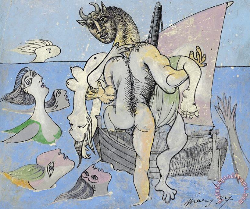 Pablo Picasso Baigneuses, Sirenes, Femme Nue Et Minotaure Art Print