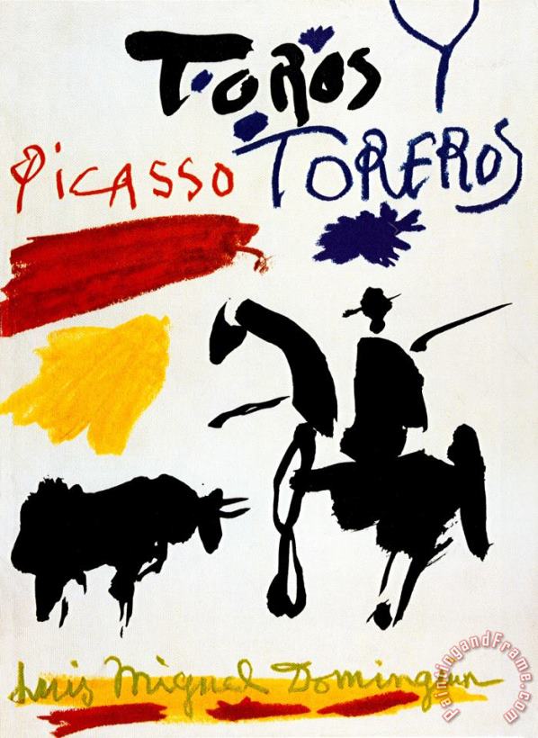 Pablo Picasso Bull with Bullfighter Art Painting