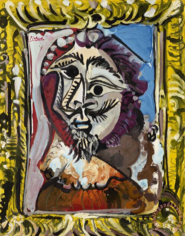 Pablo Picasso Buste D'homme Dans Un Cadre Art Print