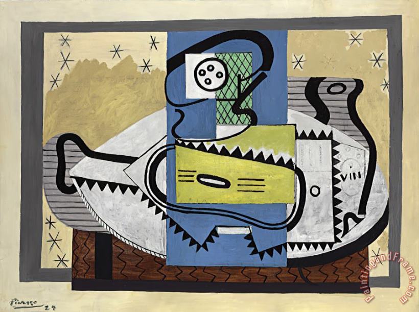 Pablo Picasso Compotier Et Guitare, 1924 Art Painting