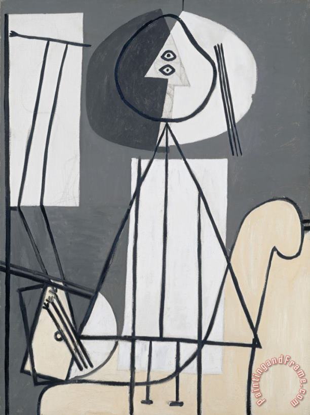 Femme a La Palette Et Au Chevalet (woman with Palette And Easel) painting - Pablo Picasso Femme a La Palette Et Au Chevalet (woman with Palette And Easel) Art Print