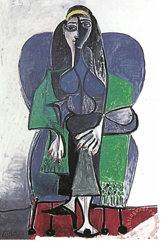 Pablo Picasso Femme Assise a L Echarpe Verde C 1960 Art Print