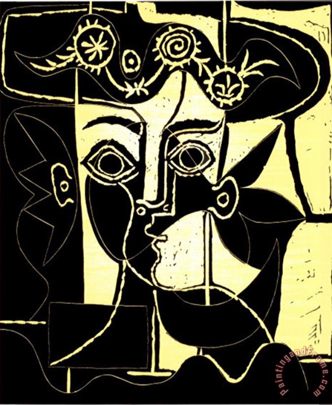 Pablo Picasso Femme Au Chapeau Orne C 1962 Art Painting
