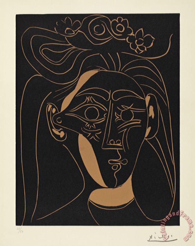 Pablo Picasso Jacqueline Au Chapeau a Fleurs Art Print