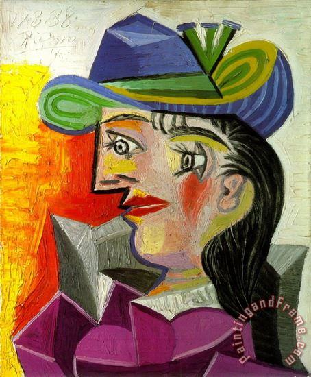 Pablo Picasso Lady in The Blue Hat Art Painting
