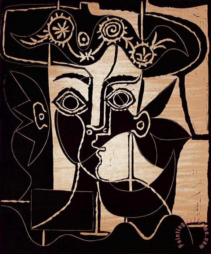 Pablo Picasso Large Woman S Head with Decorated Hat Art Painting