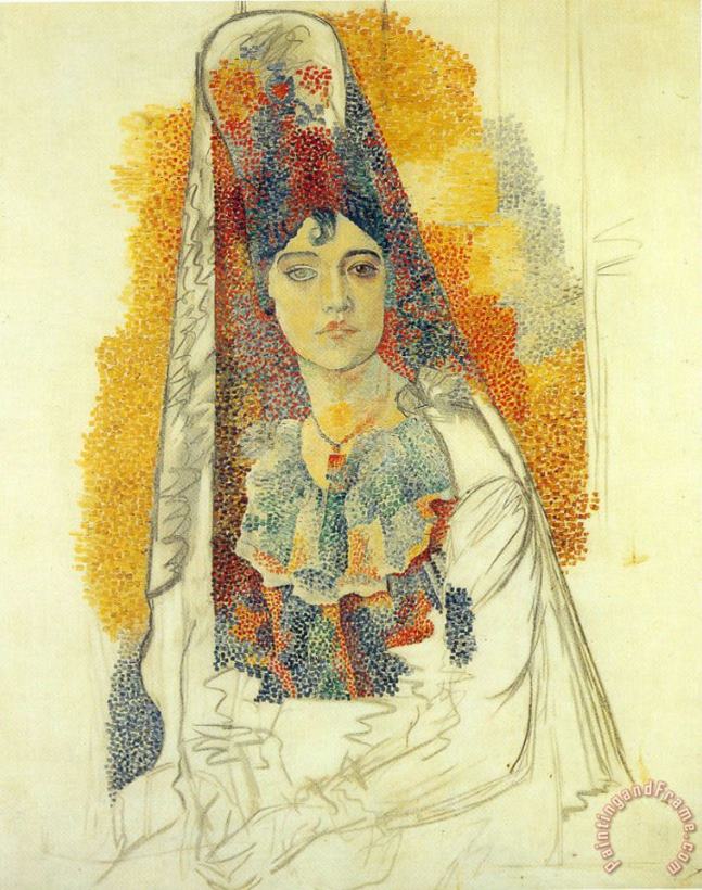 Mujer Con Mantilla painting - Pablo Picasso Mujer Con Mantilla Art Print