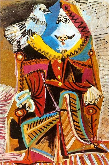 Musketeer with Dove 1969 painting - Pablo Picasso Musketeer with Dove 1969 Art Print