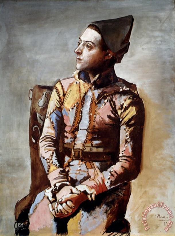 The Seated Harlequin 1923 painting - Pablo Picasso The Seated Harlequin 1923 Art Print