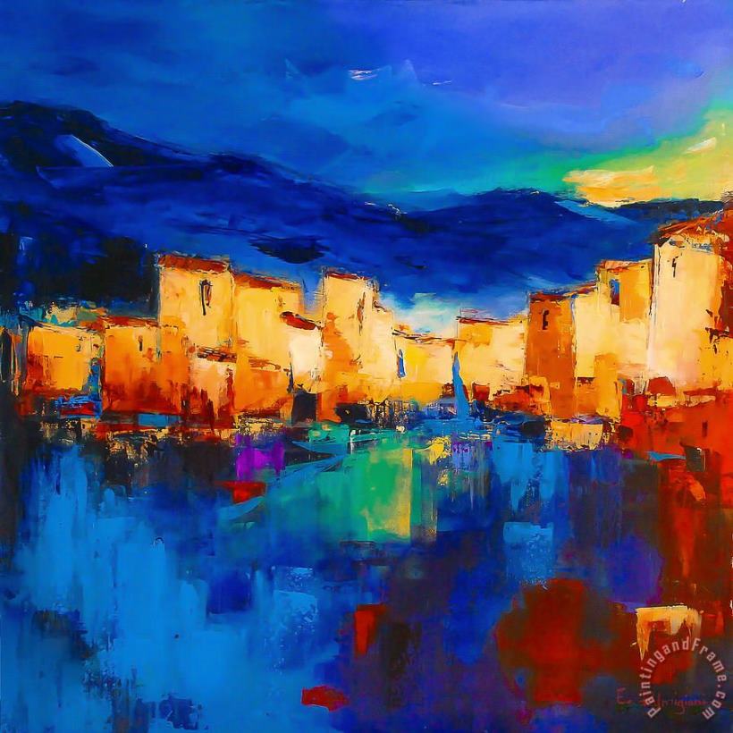 Sunset Over The Village painting - pallet Sunset Over The Village Art Print