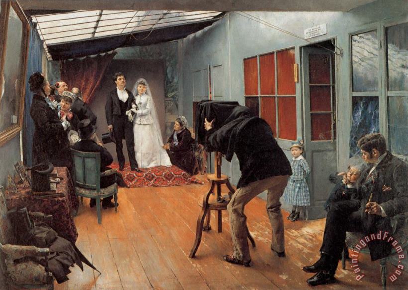 Pascal Adolphe Jean Dagnan Bouveret Wedding Party at The Photographer's Studio Art Painting