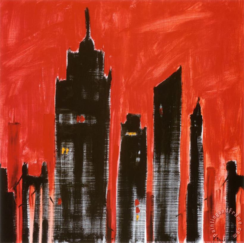 Paul Brent Red Cityscape Art Painting