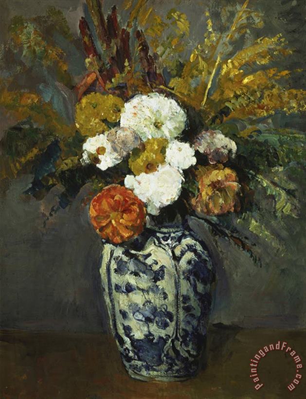 Paul Cezanne Dahlias in a Delft Vase 1873 Art Print