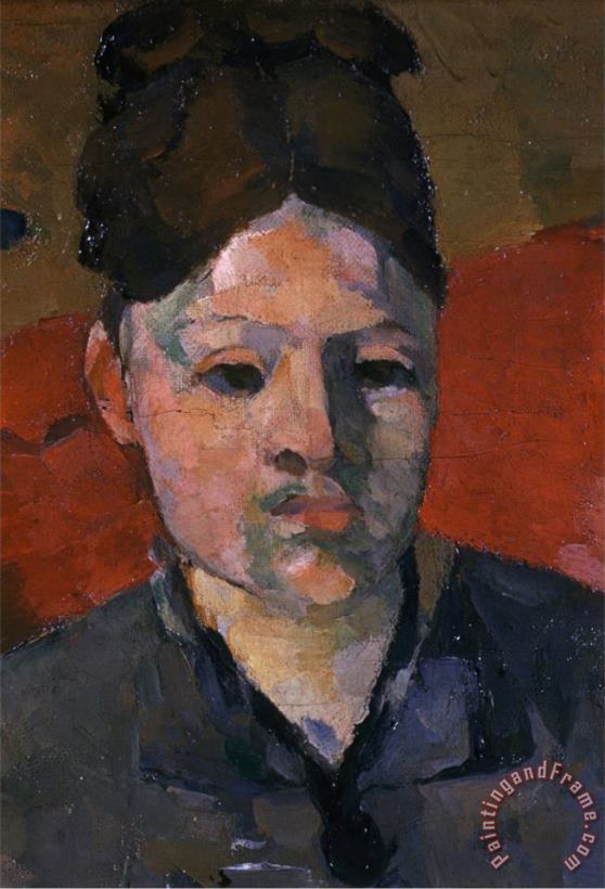Detail of Woman S Head From The Artist S Wife in a Red Armchair painting - Paul Cezanne Detail of Woman S Head From The Artist S Wife in a Red Armchair Art Print