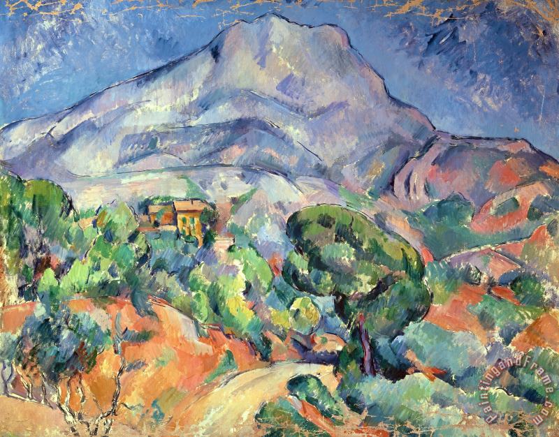 Montagne Sainte Victoire From The South West with Trees And a House Oil on Canvas painting - Paul Cezanne Montagne Sainte Victoire From The South West with Trees And a House Oil on Canvas Art Print