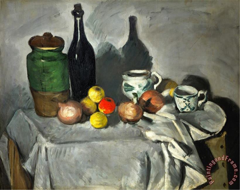 Paul Cezanne Still Life Pots Bottle Cup And Fruit Circa 1871 Art Print