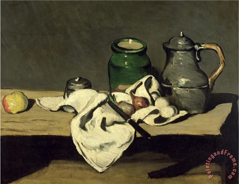 Still Life with a Kettle Circa 1869 painting - Paul Cezanne Still Life with a Kettle Circa 1869 Art Print