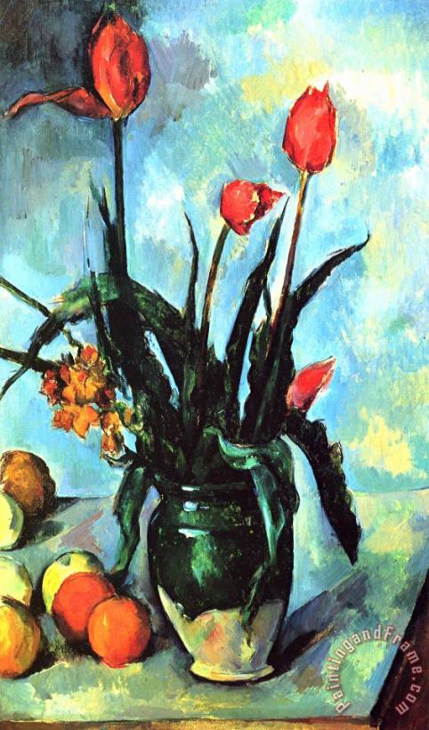 Paul Cezanne Tulips In A Vase Art Print