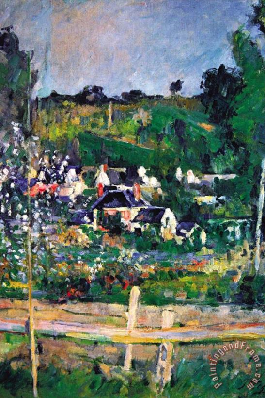 Paul Cezanne Village Behind The Fence Art Painting