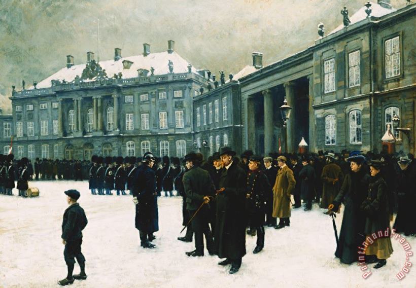 Paul Fischer Changing Of The Guard At Amalienborg Palace Art Painting