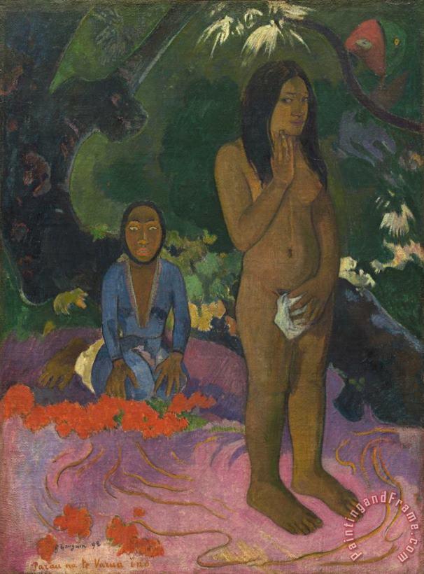 Parau Na Te Varua Ino (words of The Devil) painting - Paul Gauguin Parau Na Te Varua Ino (words of The Devil) Art Print