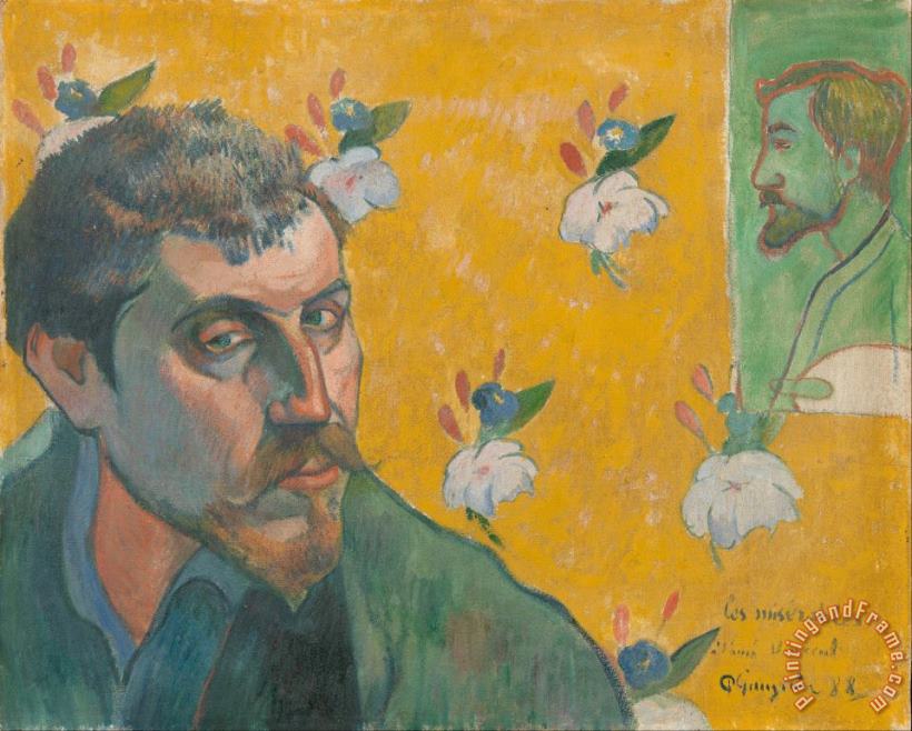 Self Portrait with Portrait of Bernard painting - Paul Gauguin Self Portrait with Portrait of Bernard Art Print
