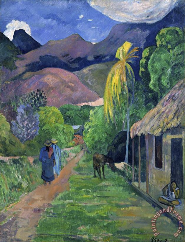 Paul Gauguin Street in Tahiti Art Painting