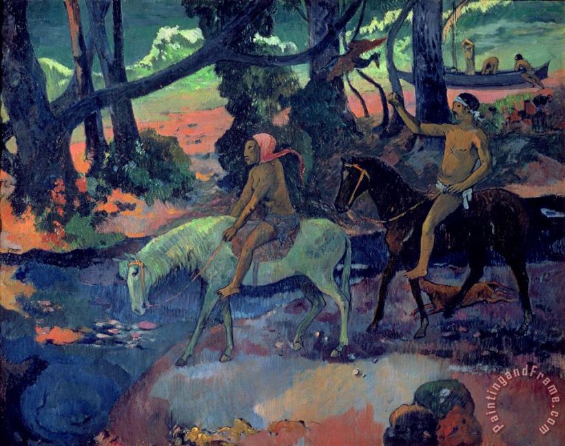The Escape painting - Paul Gauguin The Escape Art Print