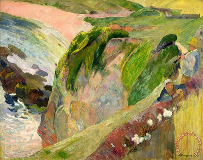 The Flageolet Player on the Cliff painting - Paul Gauguin The Flageolet Player on the Cliff Art Print