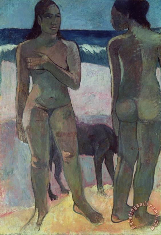Two Tahitian Women on the Beach painting - Paul Gauguin Two Tahitian Women on the Beach Art Print