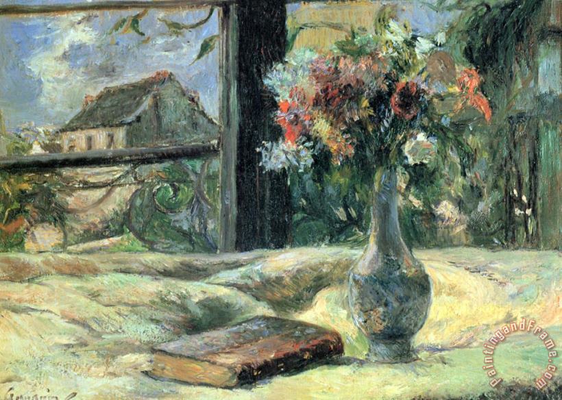 Paul Gauguin Vase of Flowers at The Window Art Painting
