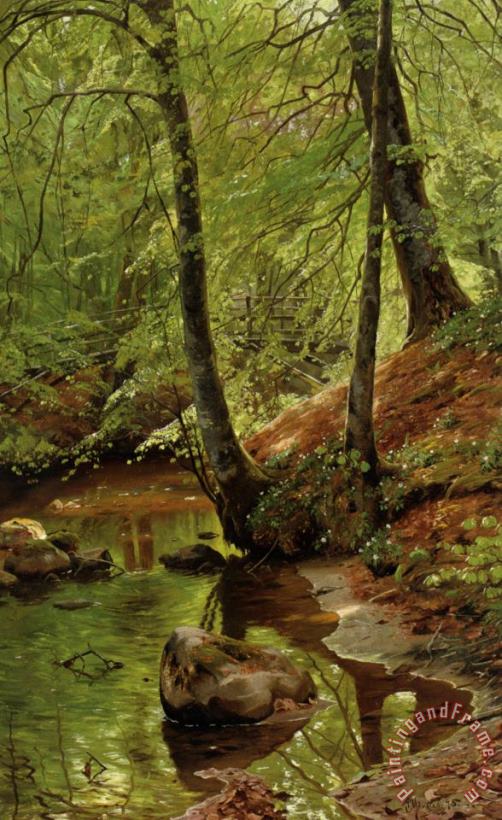 A Forest Stream painting - Peder Mork Monsted A Forest Stream Art Print