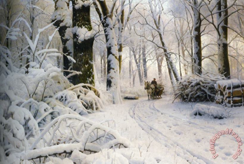 Forest in Winter painting - Peder Mork Monsted Forest in Winter Art Print