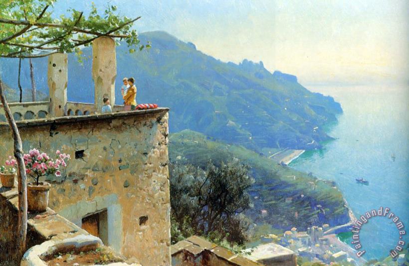 The Ravello Coastline painting - Peder Mork Monsted The Ravello Coastline Art Print