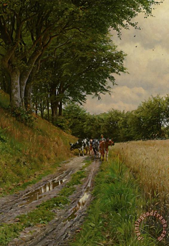 The Way Home painting - Peder Mork Monsted The Way Home Art Print