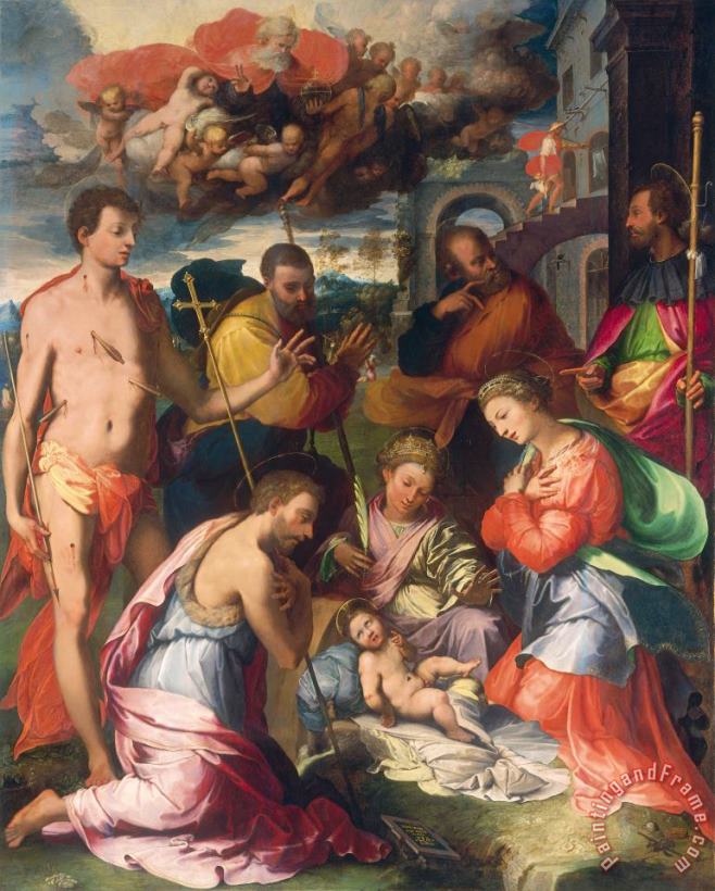The Nativity painting - Perino del Vaga Pietro Buonaccorsi The Nativity Art Print