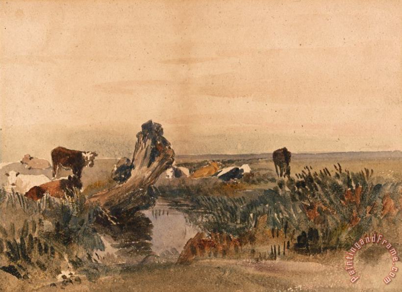 Peter de Wint Cattle by a Stream Art Painting