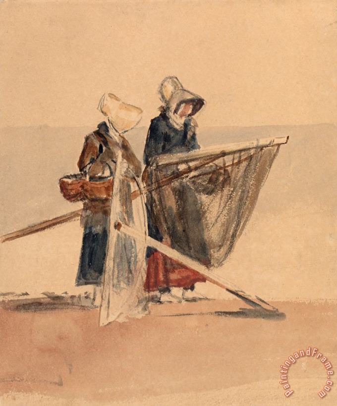 Two Girls with Shrimping Nets painting - Peter de Wint Two Girls with Shrimping Nets Art Print