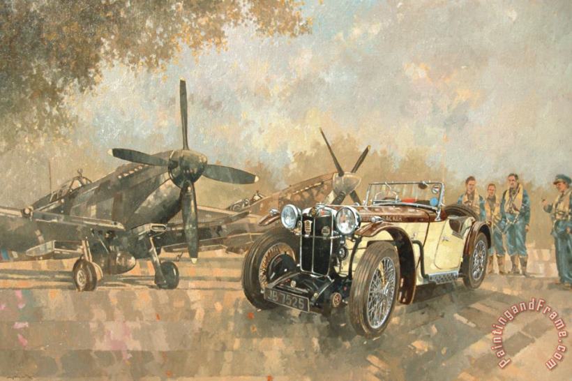 Peter Miller Cream Cracker MG 4 Spitfires Art Painting