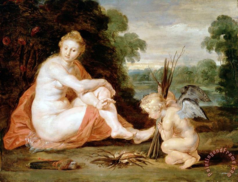 Venus And Cupid Warming Themselves (venus Frigida) painting - Peter Paul Rubens Venus And Cupid Warming Themselves (venus Frigida) Art Print
