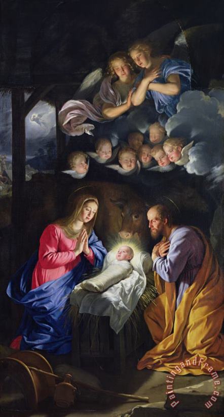 Nativity painting - Philippe de Champaigne Nativity Art Print