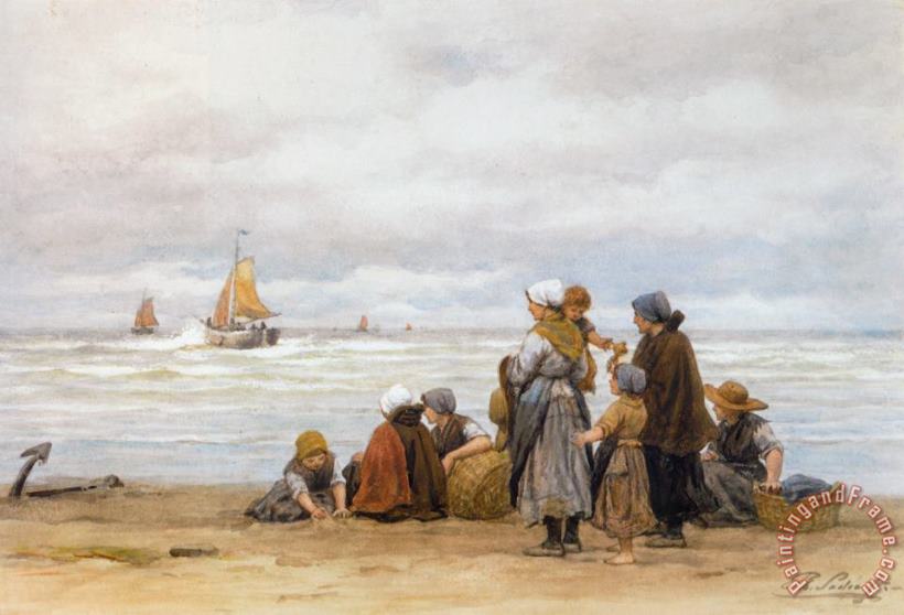 The Departure of The Fishing Fleet painting - Philippe Lodowyck Jacob Sadee The Departure of The Fishing Fleet Art Print