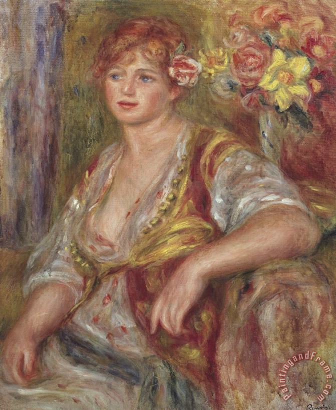 Blonde Woman with a Rose painting - Pierre Auguste Renoir Blonde Woman with a Rose Art Print