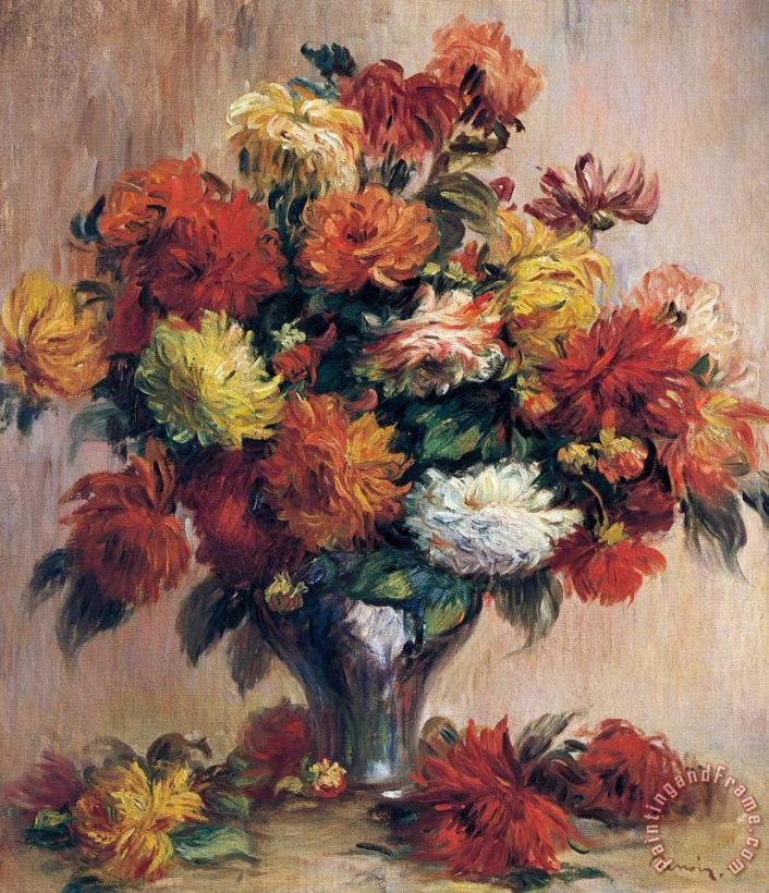 Dahlias painting - Pierre Auguste Renoir Dahlias Art Print